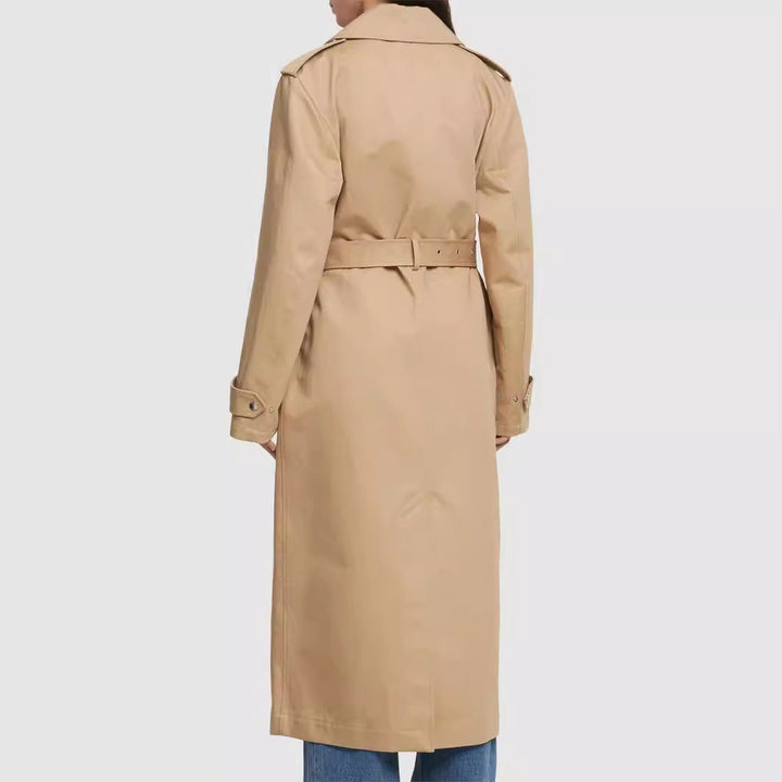 Dam floor-length oversize trenchcoat med dragkedja och vid shawl krage