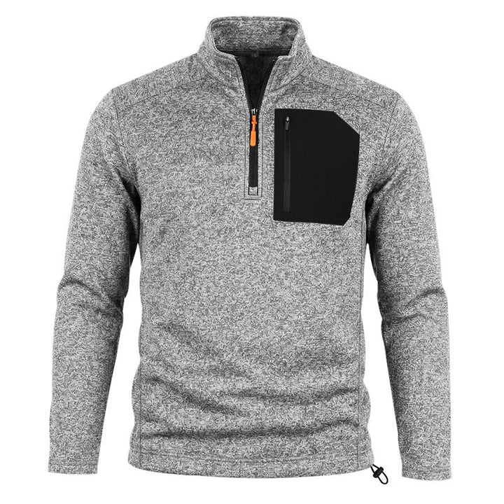 Herr Outdoor Fleece Pullover med Halv Dragkedja och Bröstficka