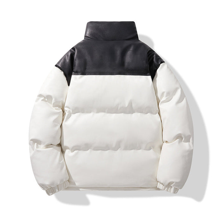 Unisex non-quiltad insulation jacka med konstläder axel yoke och hög krage