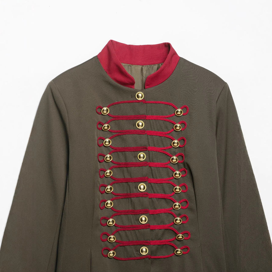 Dam Marshal jacka in military stil med cord trim och ståkrage