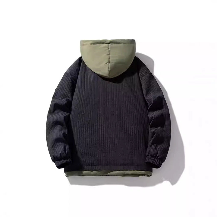 Herr Two-Layer Luvtröja med Fleece Foder och Allover Sketch Tryck
