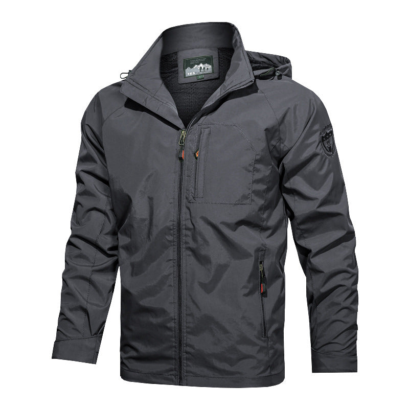 Herr lätt utomhusjacka windbreaker med vattenavvisande kappaing och ventilerande meshfoder