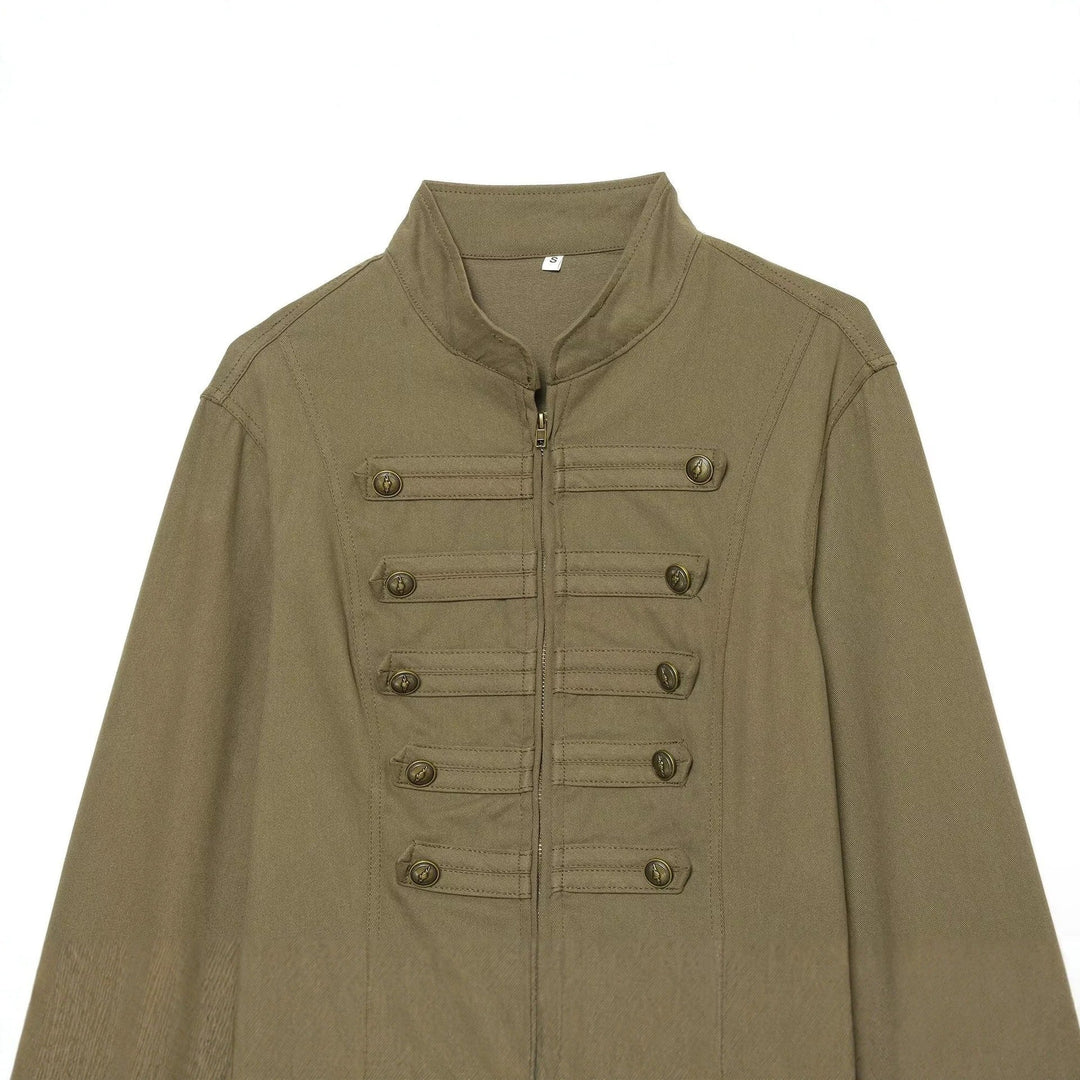 Dam Skräddarsydd Field Jacka i Regimental Stil med Ståkrage och Decorative Ränder