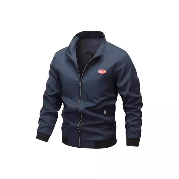 Herr Lätt Zip-Up Bomber Stil Training Jacka med Stående Krage och Wind-Resistant Microfiber Skal