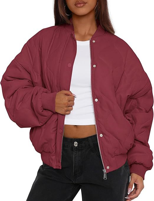 Dam oversize kviltad bomber jacka med vadderad insulation och raglan ärmar