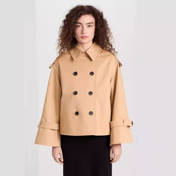Dam kort Double-Breasted trenchcoat in boxig skärning