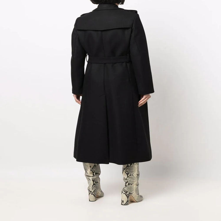 Dam trenchcoat-stil overcoat med defined midja och shoulder straps