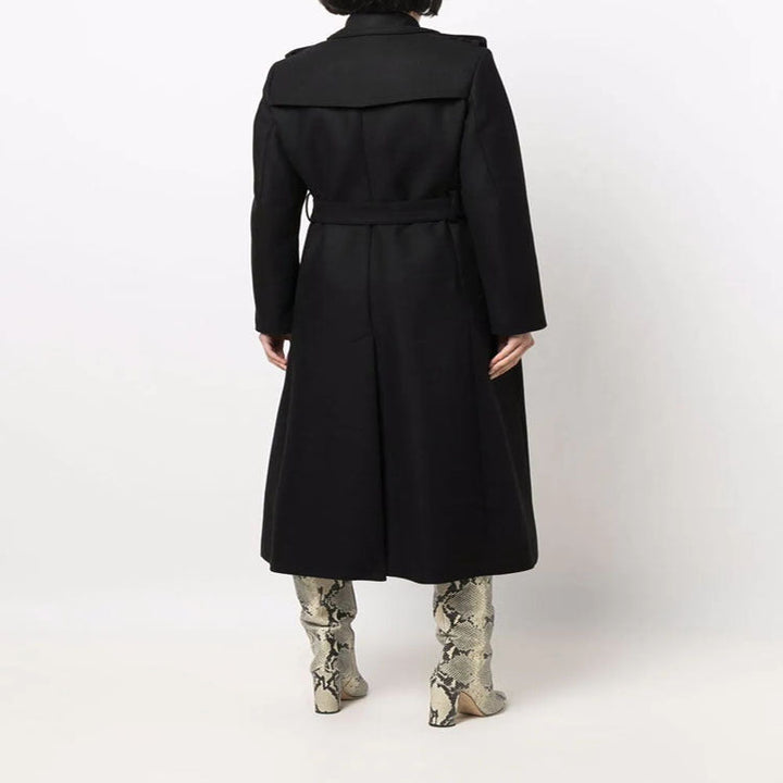 Dam trenchcoat-stil overcoat med defined midja och shoulder straps