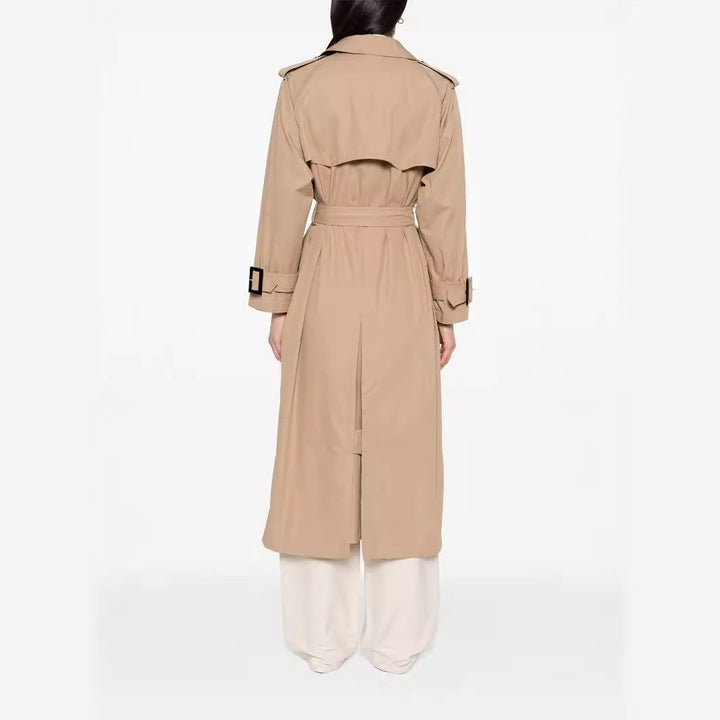 Dam trenchcoat in maxi length med double-breasted knappslå och midjebälte