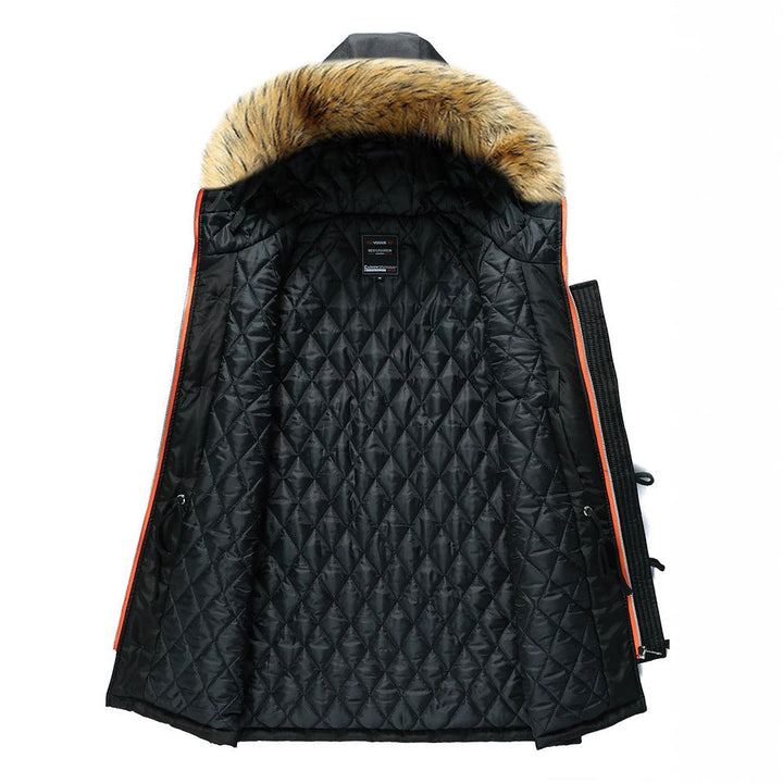 Herr Urban Vinter Parkas i Fält Stil med Avtagbar Imitation Päls Kant och Multifunktionell Fickor