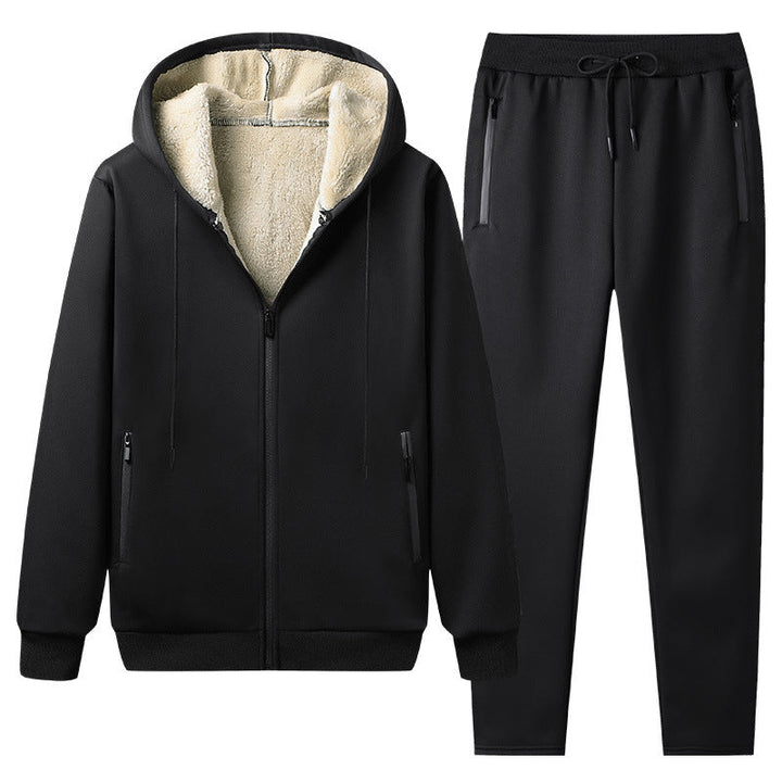 Herr Sportig Fleece Jacka och Byxor Set