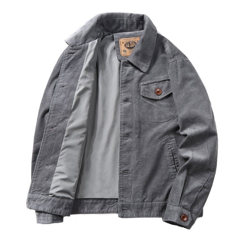 Herr Bomull Manchester Jacka i Worker Blouson med Ljus Foder