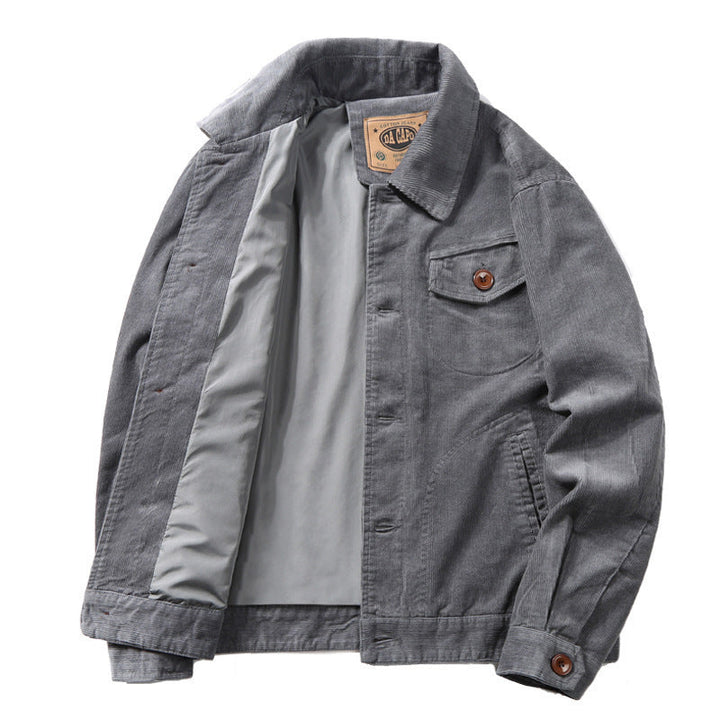 Herr Bomull Manchester Jacka i Worker Blouson med Ljus Foder