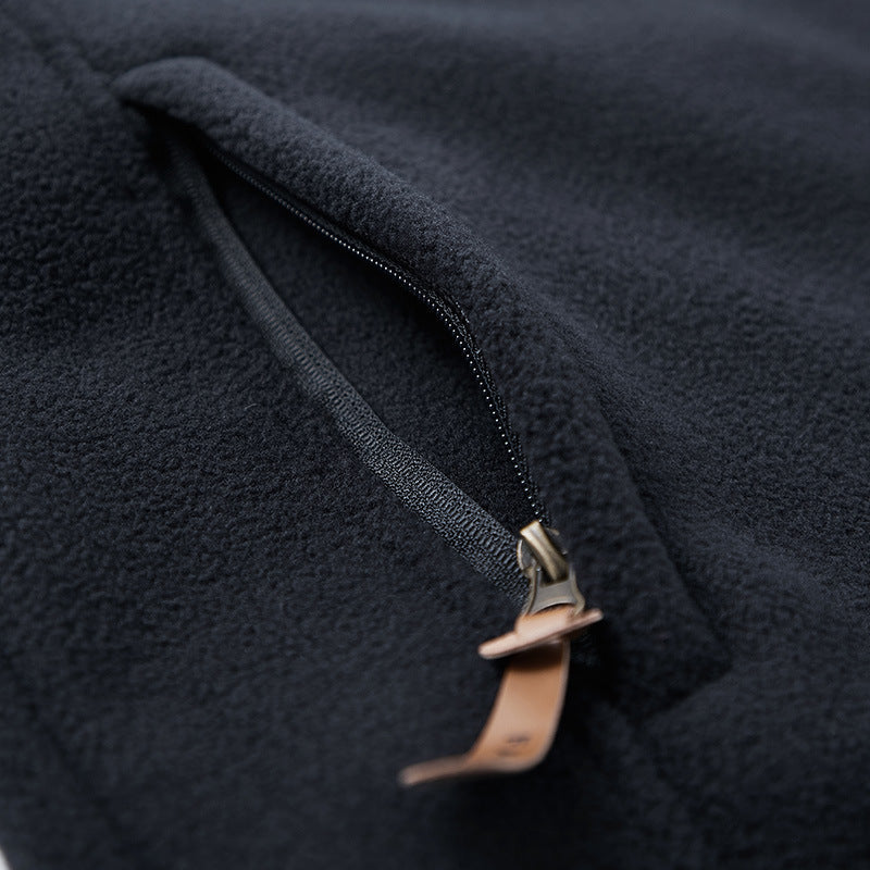Herr Thermo Fleece Jacka med Double-Layered Sherpa Inre Foder och Standing Krage