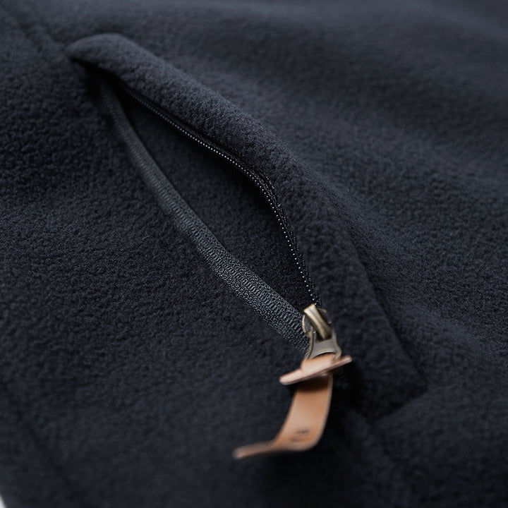 Herr Thermo Fleece Jacka med Double-Layered Sherpa Inre Foder och Standing Krage