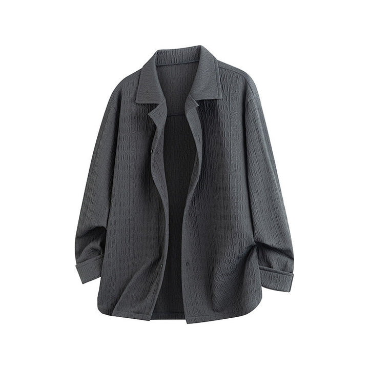 Dam Lightly Structured Oversize Skjortjacka med Lapel Krage &amp; Press Knapp Front