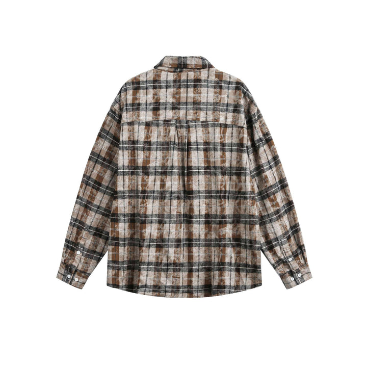 Unisex Oversized Flanell Skjorta Jacka i Boxig Skärning med Bröstficka