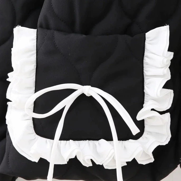 Dam Quiltad Jacka med Ståkrage och Contrasting Ruffled Fickor