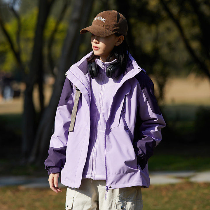 Dam två-layer softshell utomhusjacka med removable fleece inner layer och huva