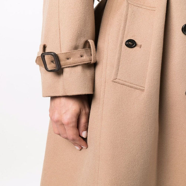 Dam Midi Length ullblandning trenchcoat in Tailoring med Double Breasted, midjebälte och Epaulettes