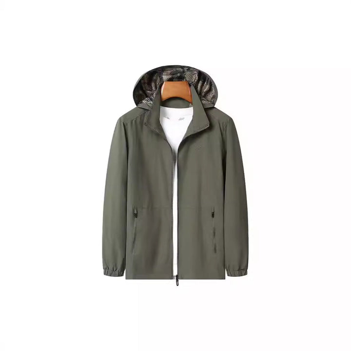 Herr Lätt Wind och Water Resistant Luvtröja Jacka med Kamouflage Foder