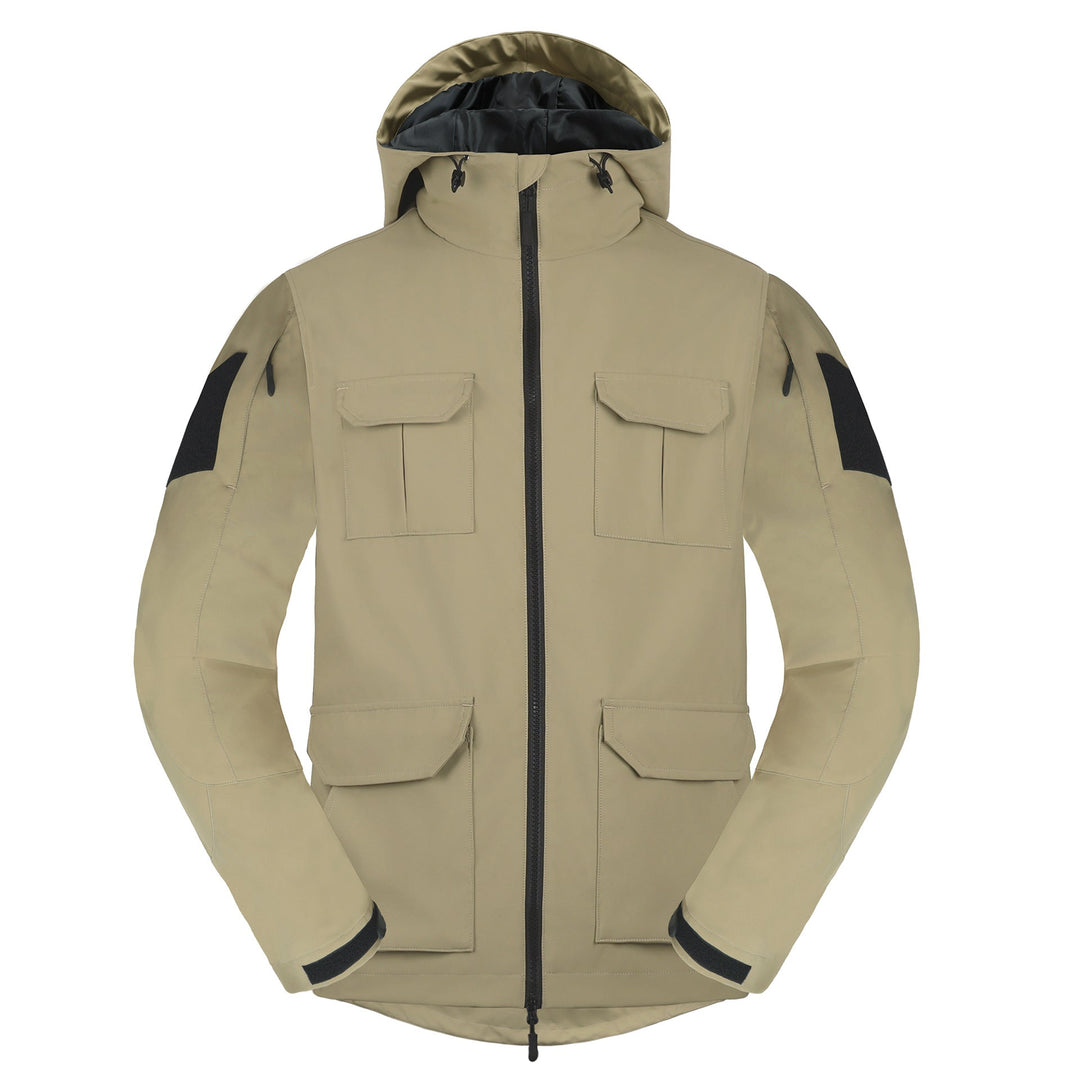 Herr Weatherproof med Huva Utility Parka med Lock Bröst Fickor och Ärm Lapp Panels
