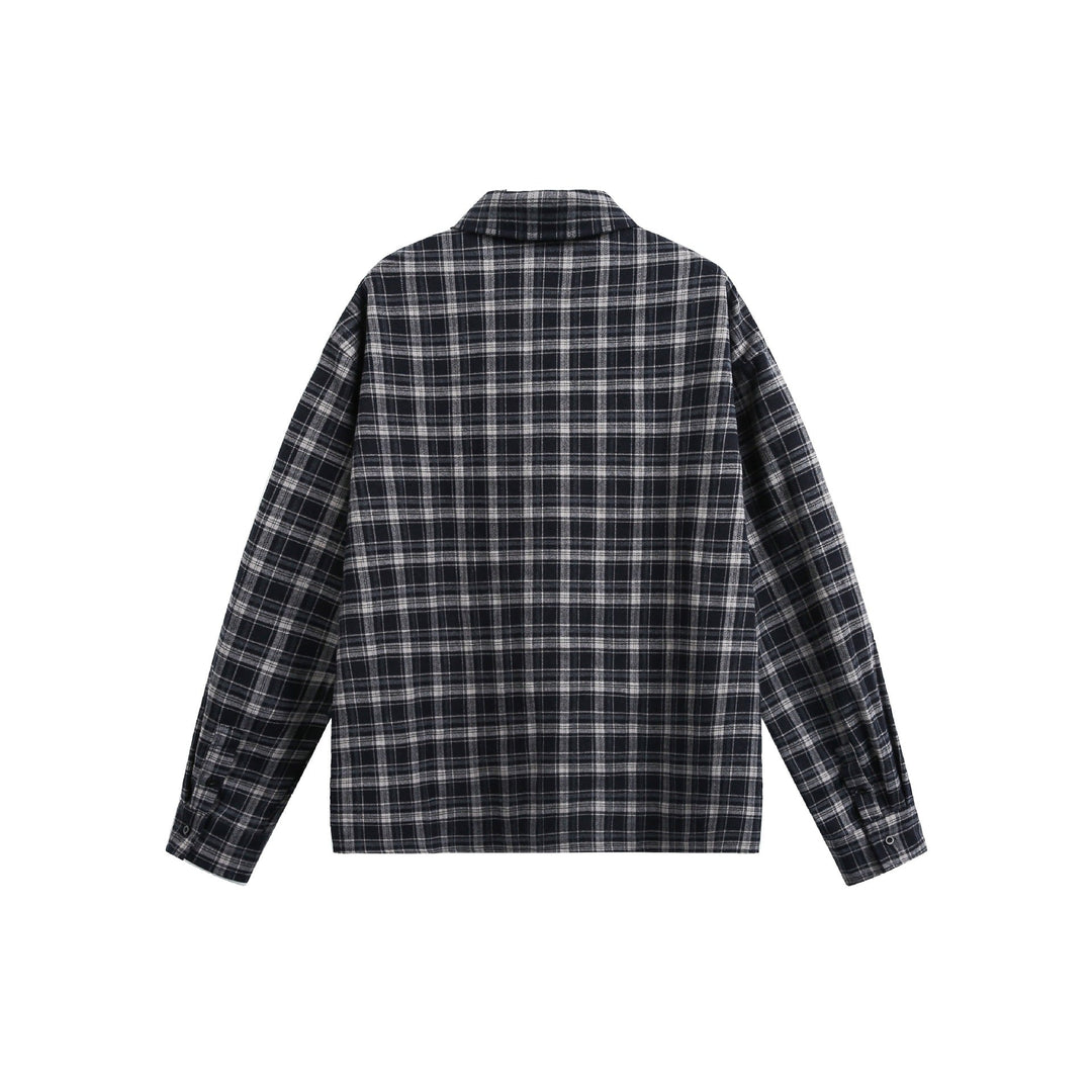 Herr Rutig Flanell overshirt Jacka med Sewn-On bröstfickor