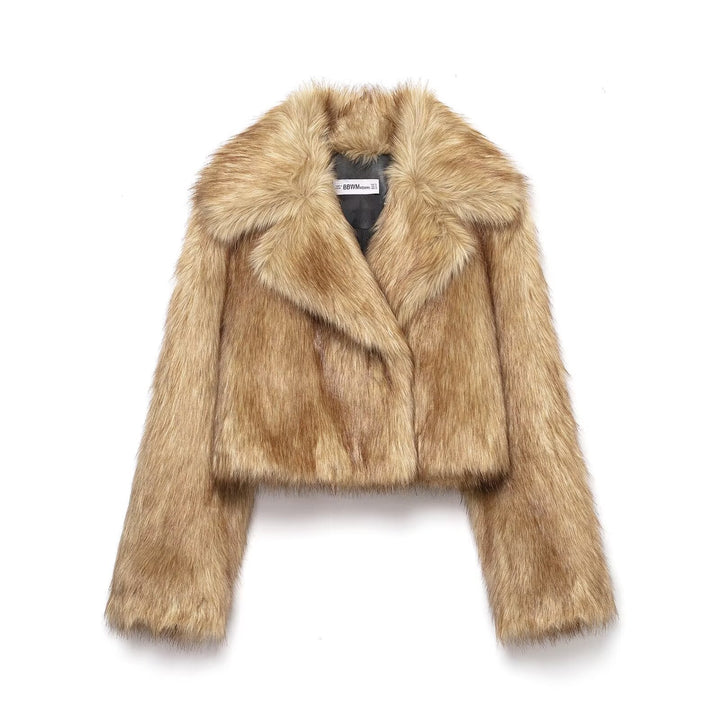 Dam kort oversize Faux Fur Bolero med vid Shawl krage