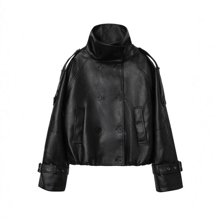 Dam Modern Oversize Läder Jacka