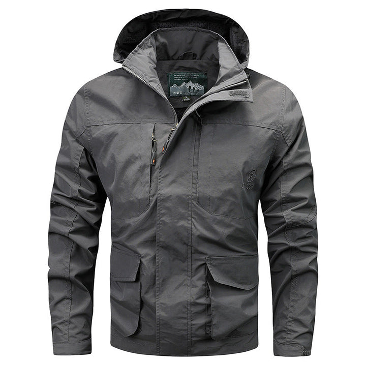 Herr Technical Ljus Utomhus Jacka med Huva Vattenavvisande och Multifunctional Fickor