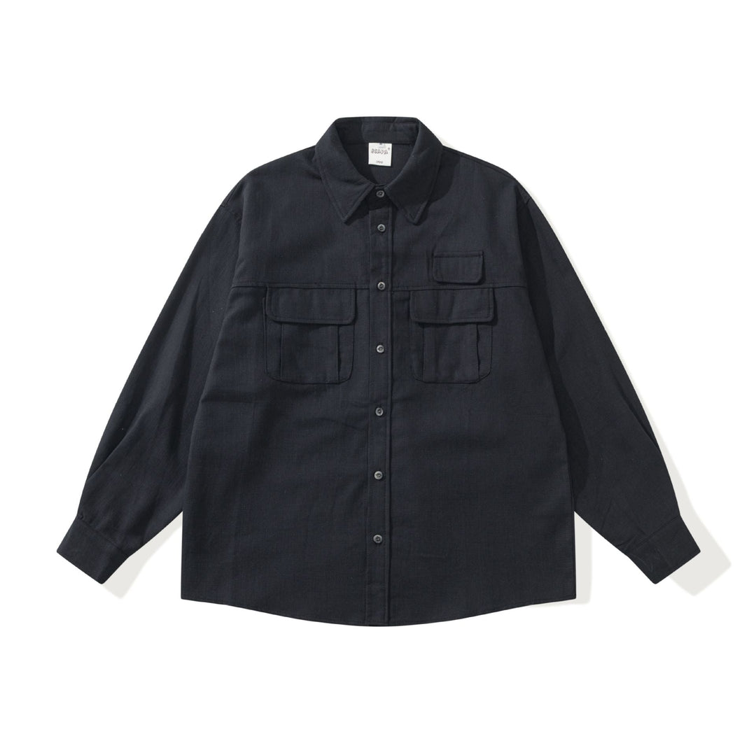 Herr funktion overshirt med large fickor med lock och boxig skärning