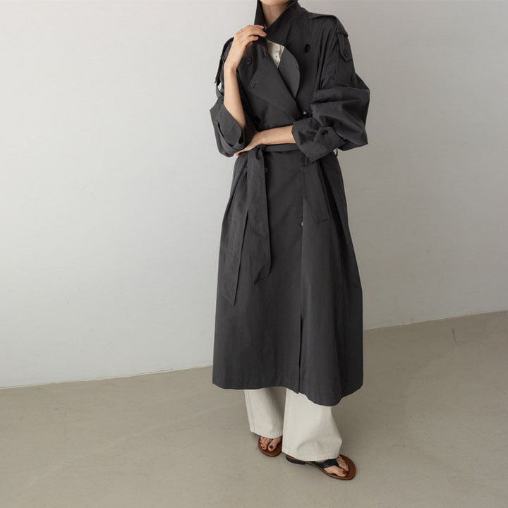 Dam Oversize Maxi trenchcoat med midjebälte och dubbel knäppning