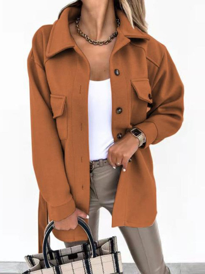 Dam oversize skjortjacka med Flap fickor