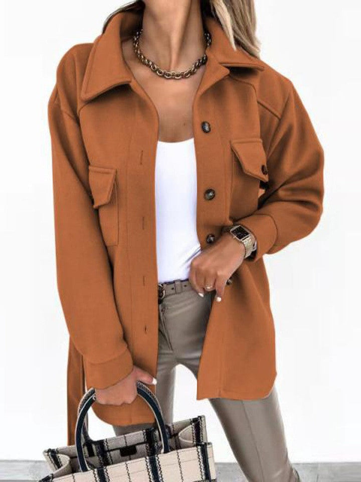 Dam oversize skjortjacka med Flap fickor