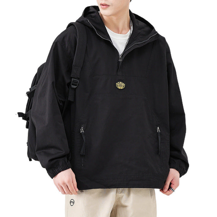 Herr med huva Anorak Pullover Jacka i Oversize Funktion Stil