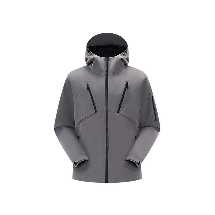 Herr Teknisk Softshell Jacka med Huva, Vattenavvisande Membran och Flera Dragkedja Fickor