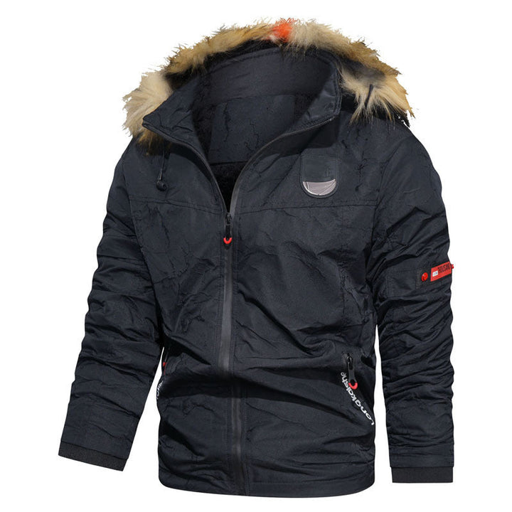 Herr Termiskly Insulated Parka i Utility Stil med Faux Fur Huva och Vadderad Foder