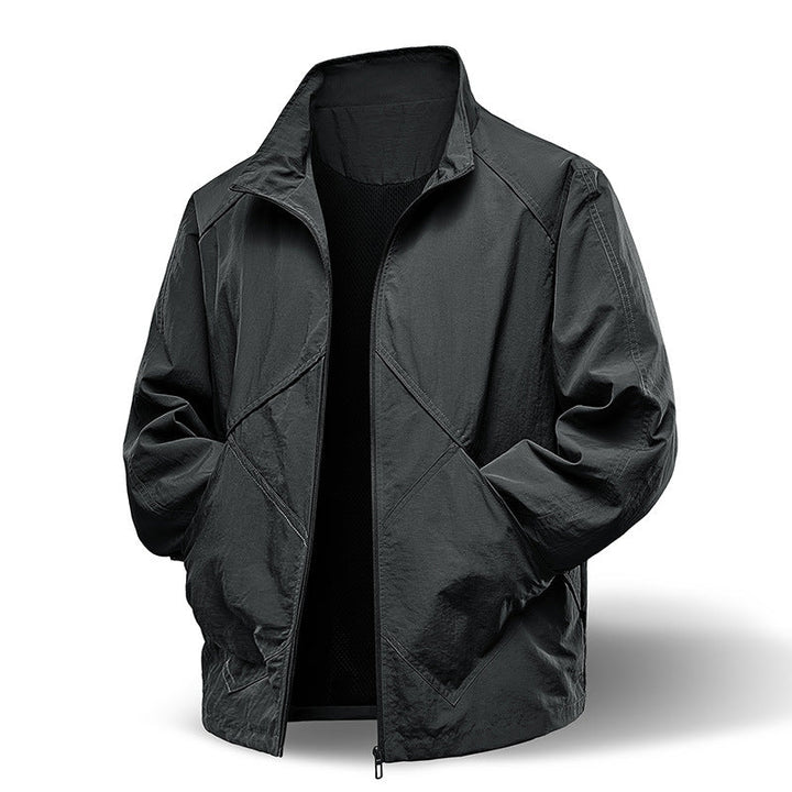 Herr Lätt Technical Zip Jacka med Stående Krage, Raglan Ärmar och Utility Inserts