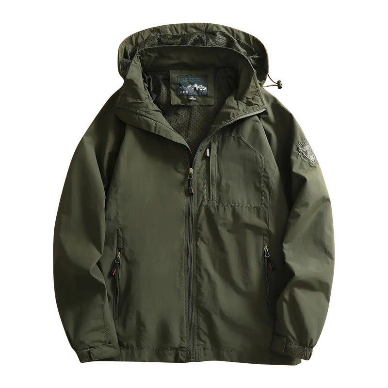 Herr lätt utomhusjacka windbreaker med vattenavvisande kappaing och ventilerande meshfoder