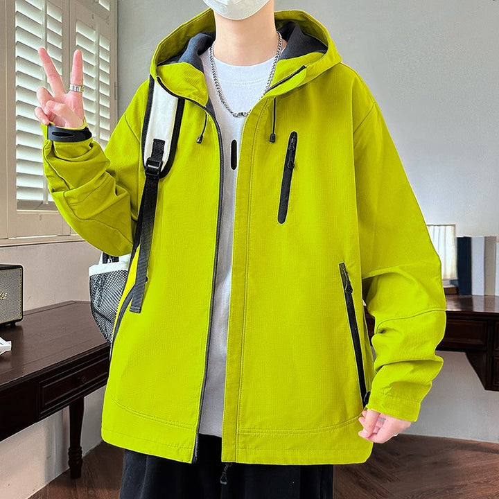 Herr Boxig med Huva Softshell Jacka med Concealed Dragkedja, Multifunctional Fickor med Dragkedja &amp; Oversized Skärning