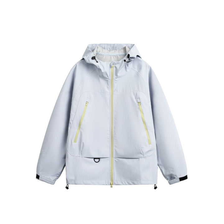 Dam Vattentät Softshell Regnjacka med Huva, Adjustable Fåll och Contrasting Dragkedjor