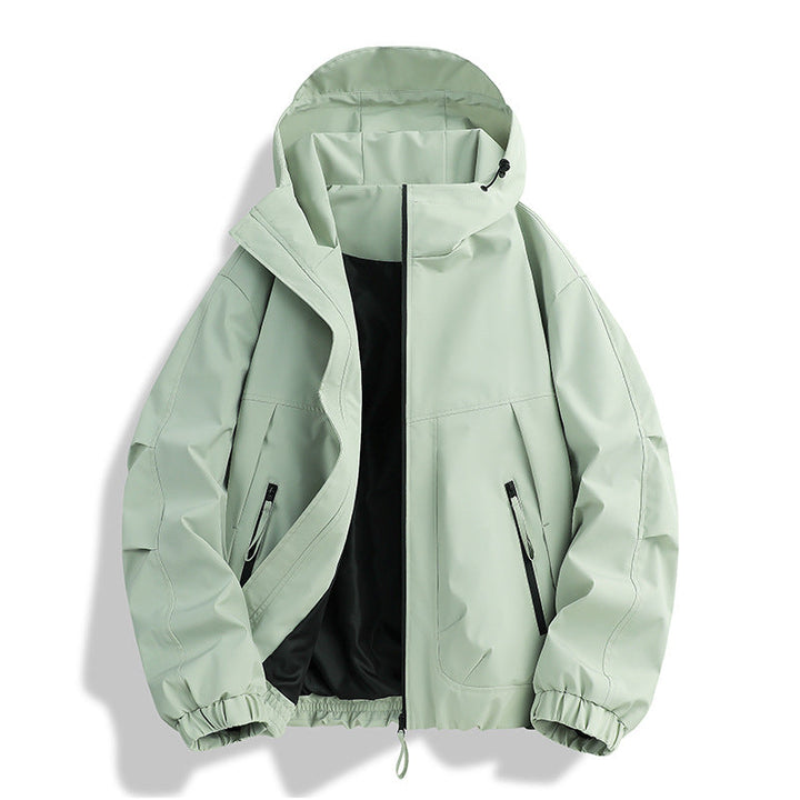 Herr Vattentät med Huva Utility Parka med Welded Sömmar, Adjustable Huva, och Concealed Dragkedja Fickor