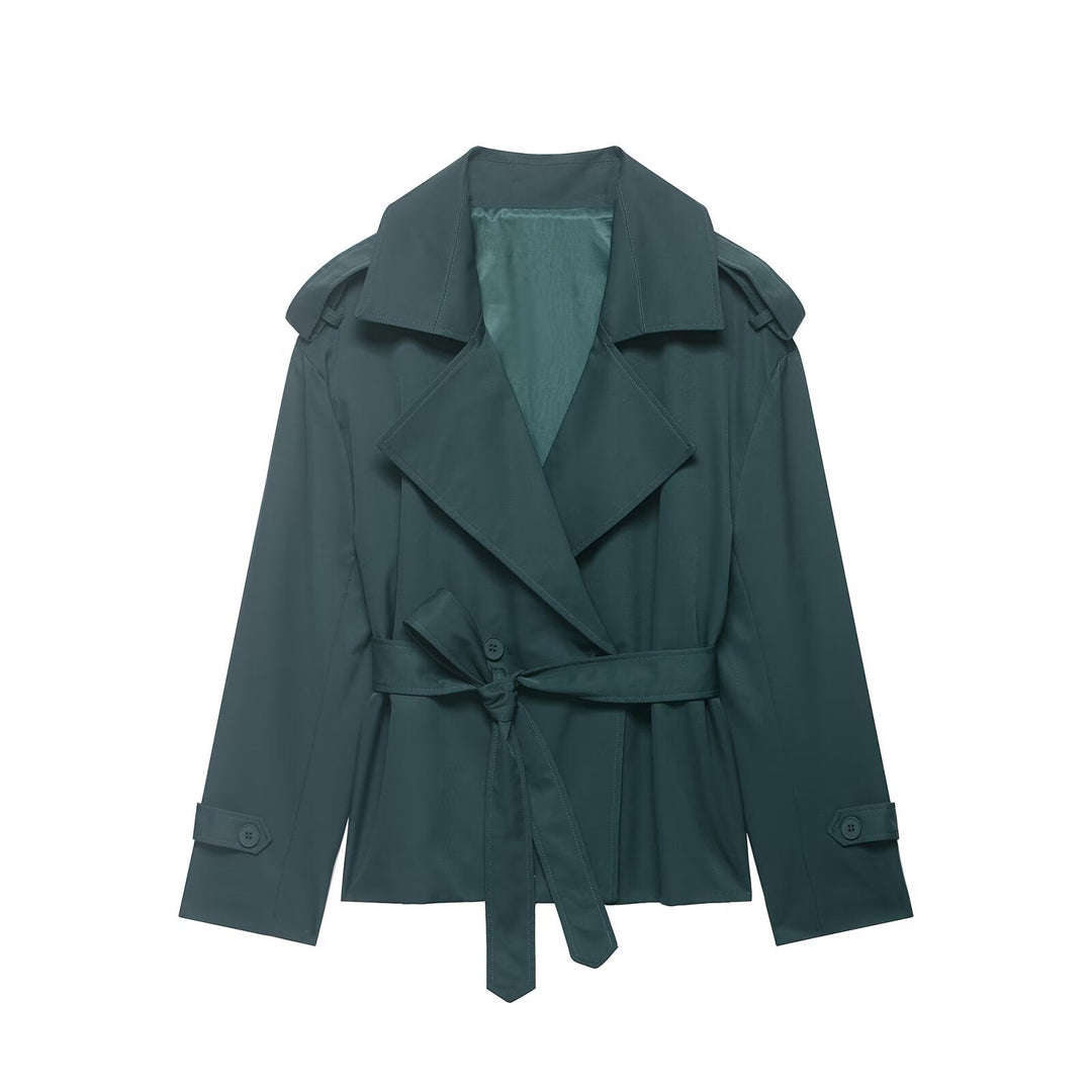 Dam Lightly Tailored Trenchcoat med Belt, Epaulettes och Satin Foder