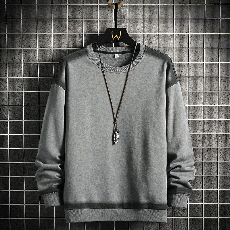 Herr Oversized College-Tröja med Crew Neck, Contrasted Spray Effect och Ribbad Fåll