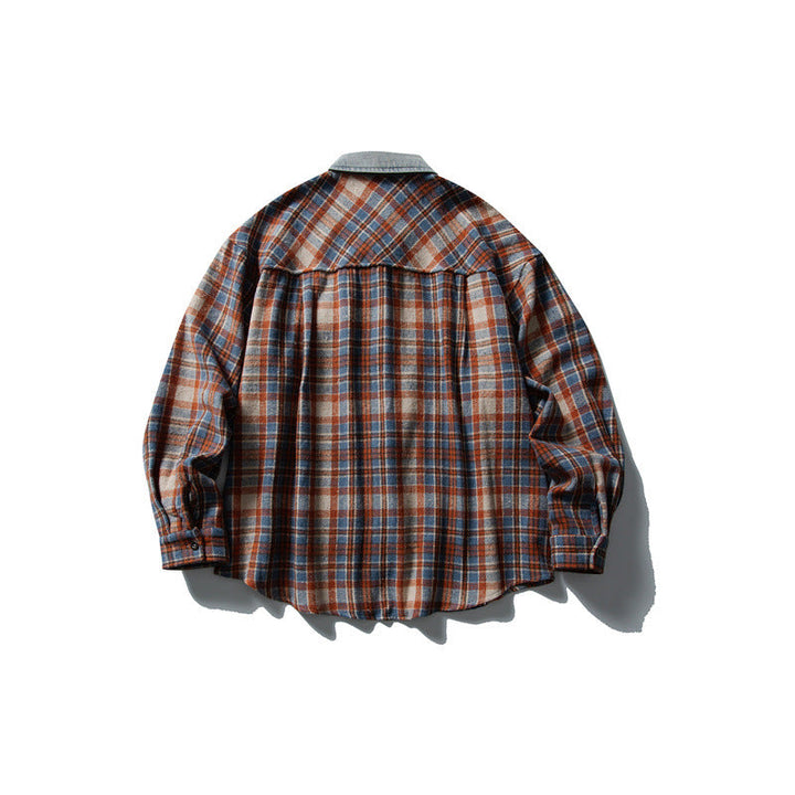 Herr Relaxed-Fit Rutmönster Flanell skjortjacka med Cord Trim