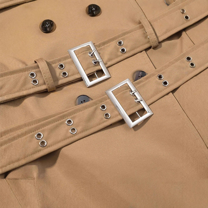 Dam longer figursydd trenchcoat med double bälte och sjalkrage