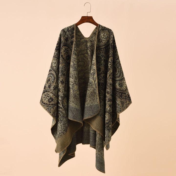 Dam Jacquard poncho med Paisley mönster