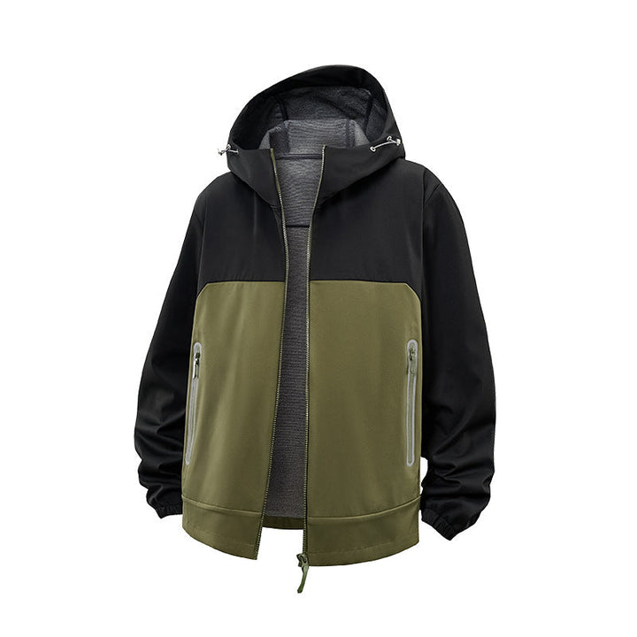 Herr Softshell Frilufts Jacka med Huva, Vattenavvisande och Kontrast Inlägg