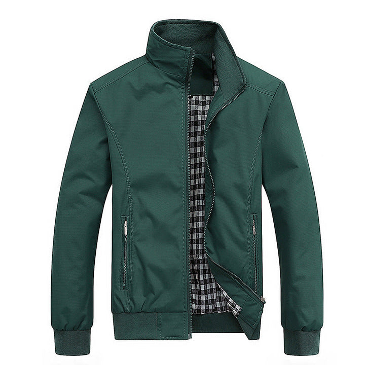 Herr Urban Stående Krage Blouson Tillverkad av Wind-Resistant Softshell med Checkered Termisk Foder