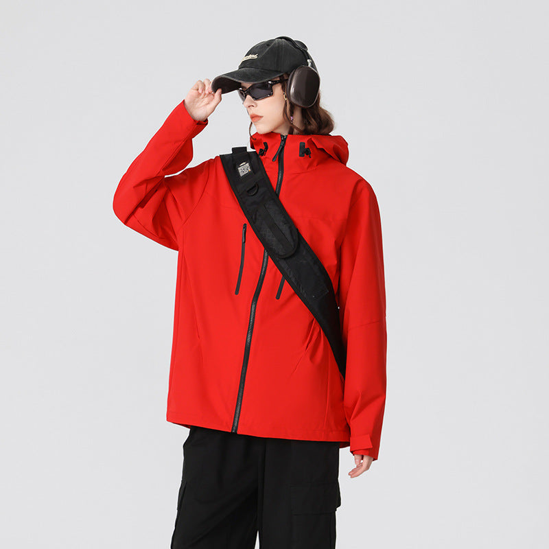 Dam Technische Wasserfeste Softshell‑regenjacke med huva, Versiegelten Nähten och Vertikalen Reißverschlusstaschen